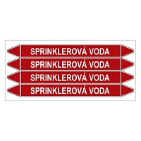 Značení potrubí, sprinklerová voda,4 ks, 250 × 26 mm